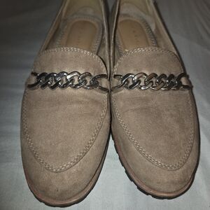 Kelly & Katie Brown Loafers with Silver Chain Accent